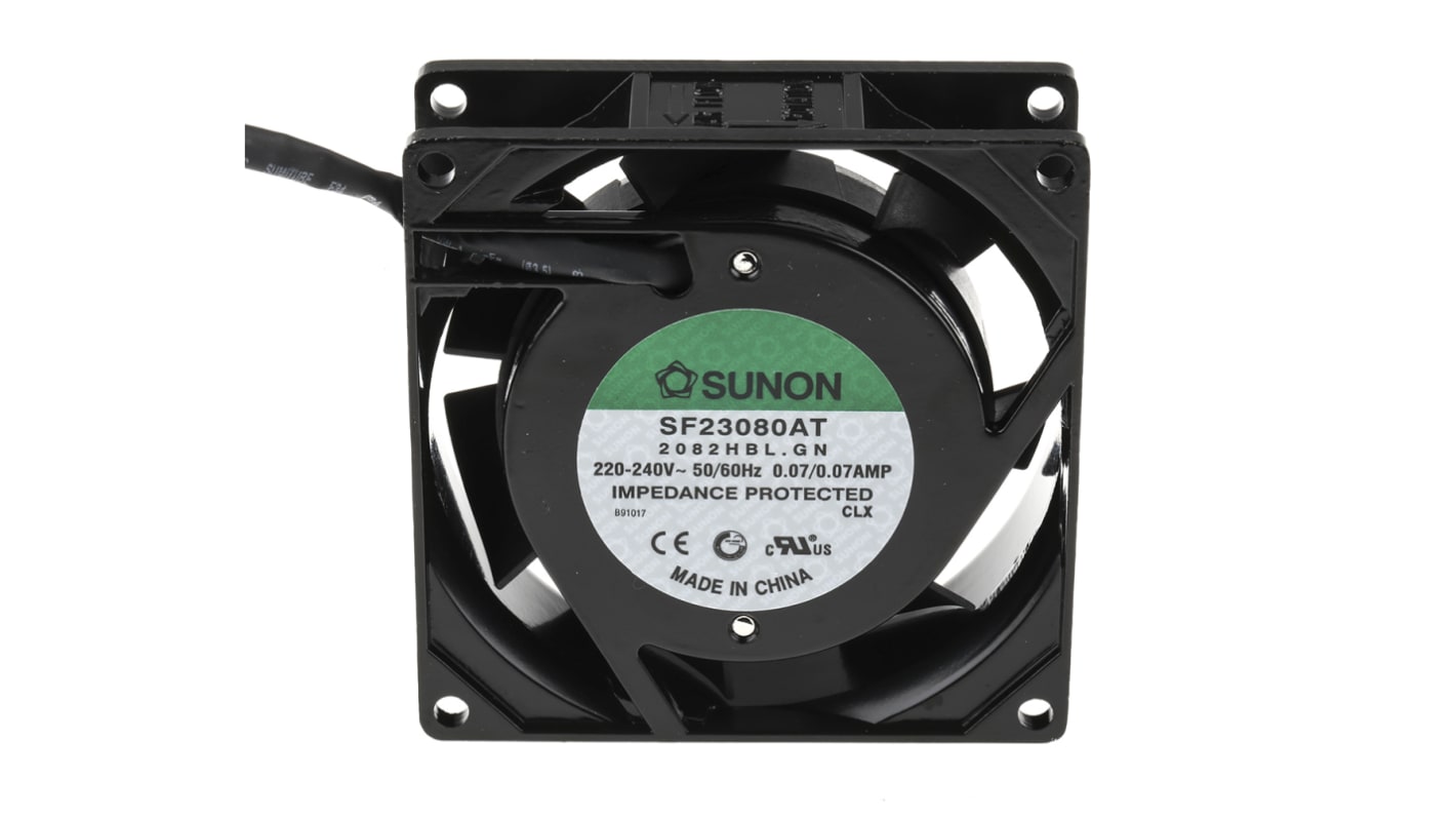 Sunon SF Series Axial Fan, 230 V ac, AC Operation, 31m³/h, 13.5W, 70mA Max, 80 x 80 x 25mm