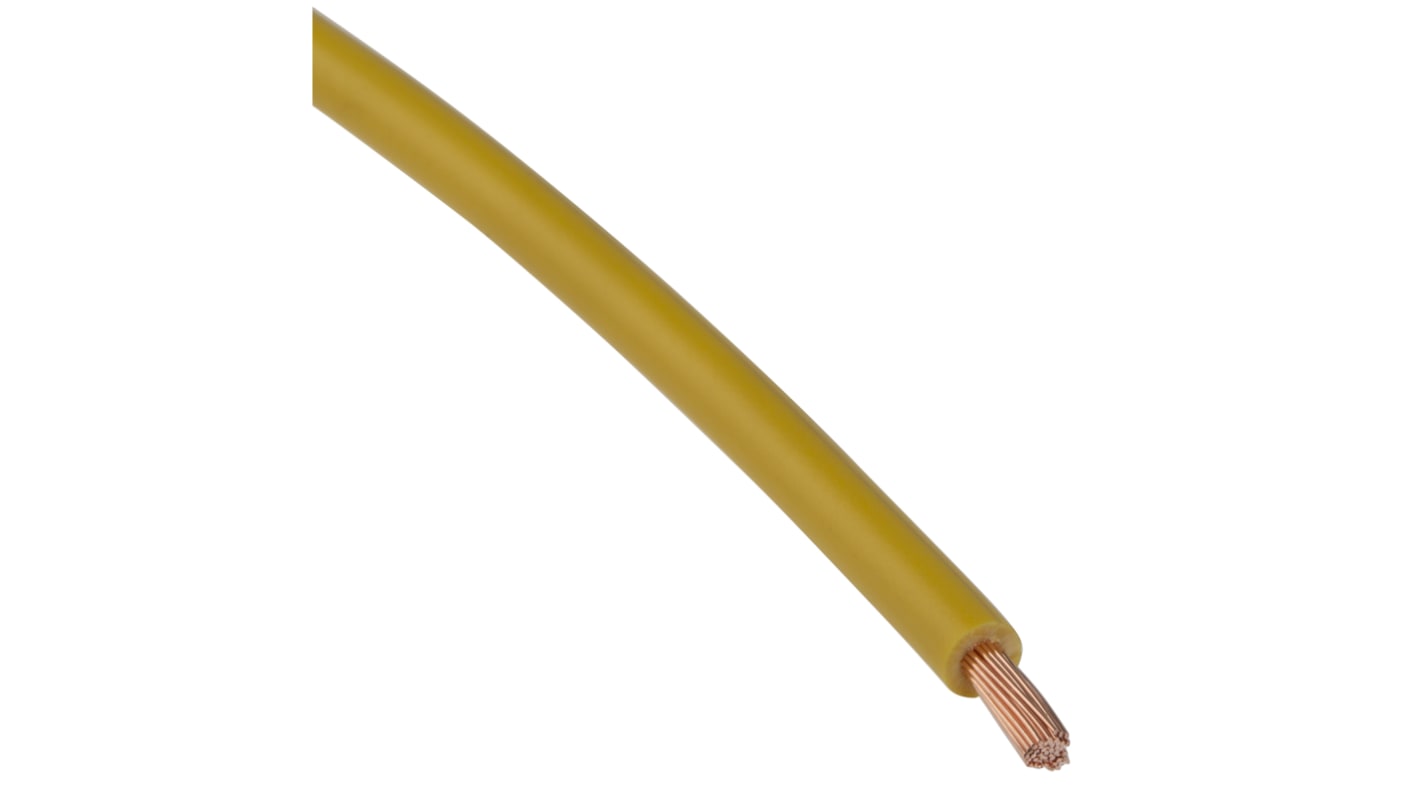 RS PRO Yellow 2.5 mm² Hook Up Wire, 13 AWG, 50/0.25 mm, 100m, PVC Insulation