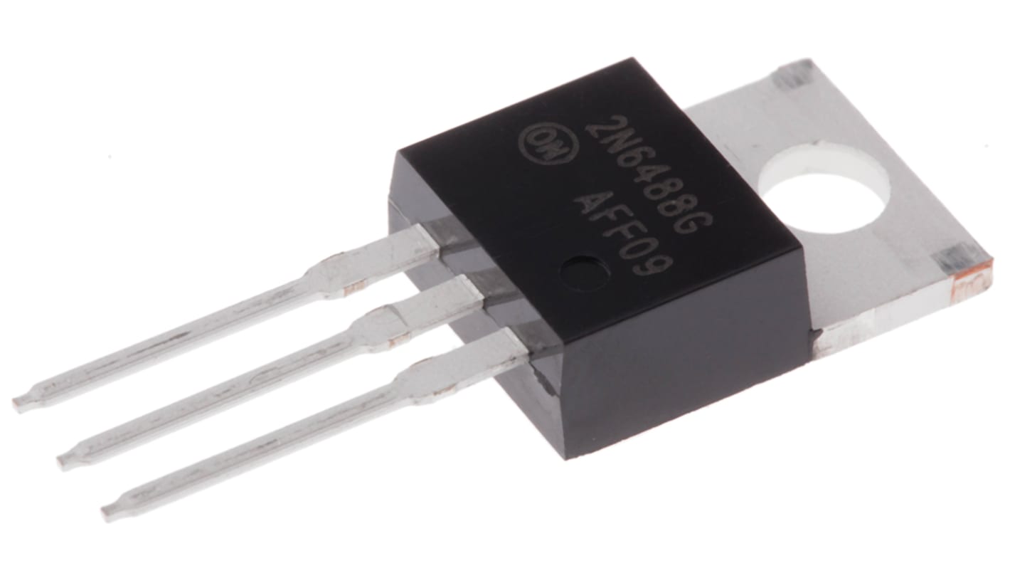 Transistor NPN onsemi, 3 Pin, TO-220AB, 15 A, 80 V, , Montaggio su foro