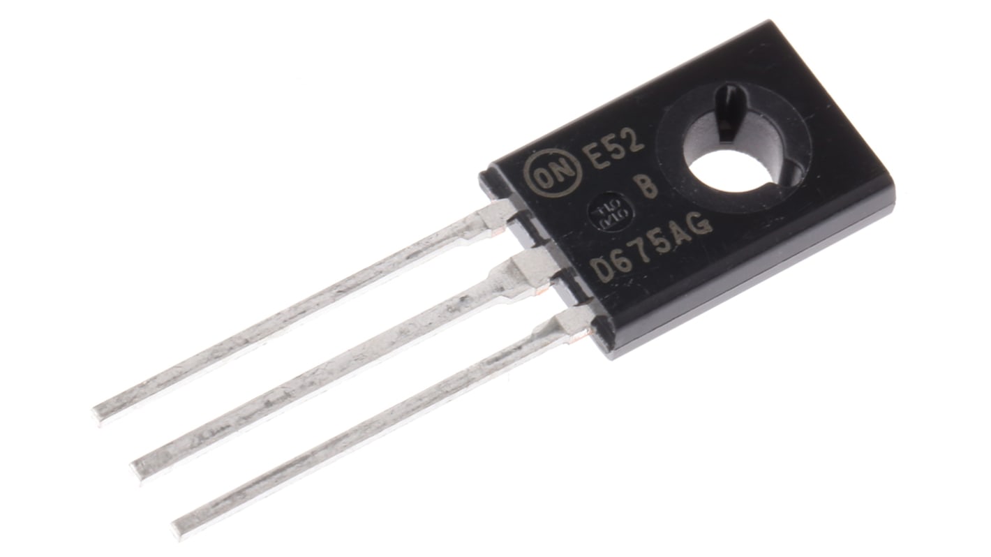 onsemi BD675AG Darlington tranzisztor, NPN, 4 A, 45 V, HFE:750, 3-tüskés, TO-225 Egyszeres