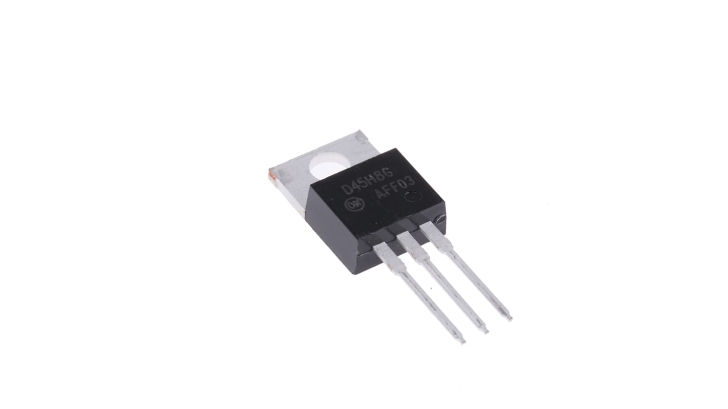 onsemi D45H8G PNP Transistor, -10 A, -60 V, 3-Pin TO-220AB