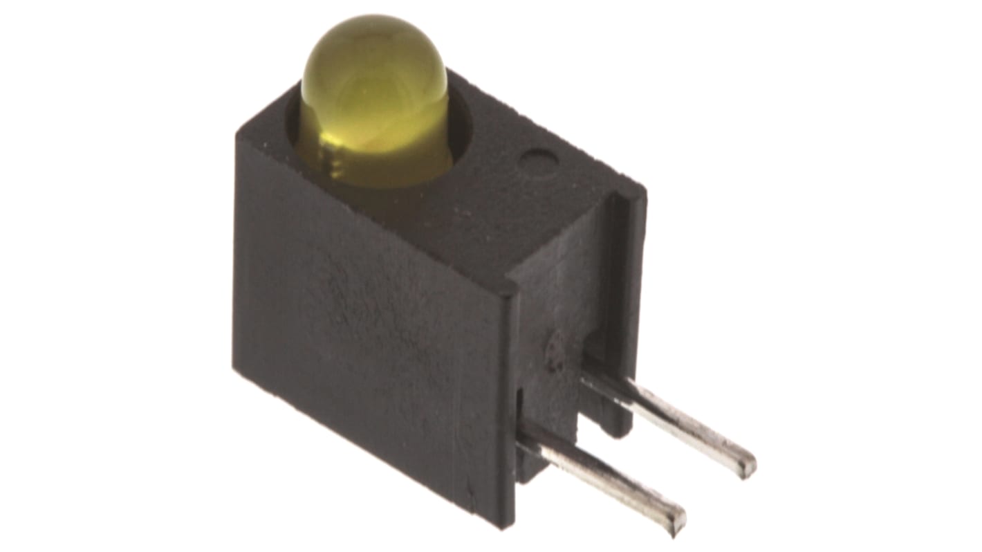 Dialight 551-1207F, Yellow Right Angle PCB LED Indicator, Through Hole 1.8 V