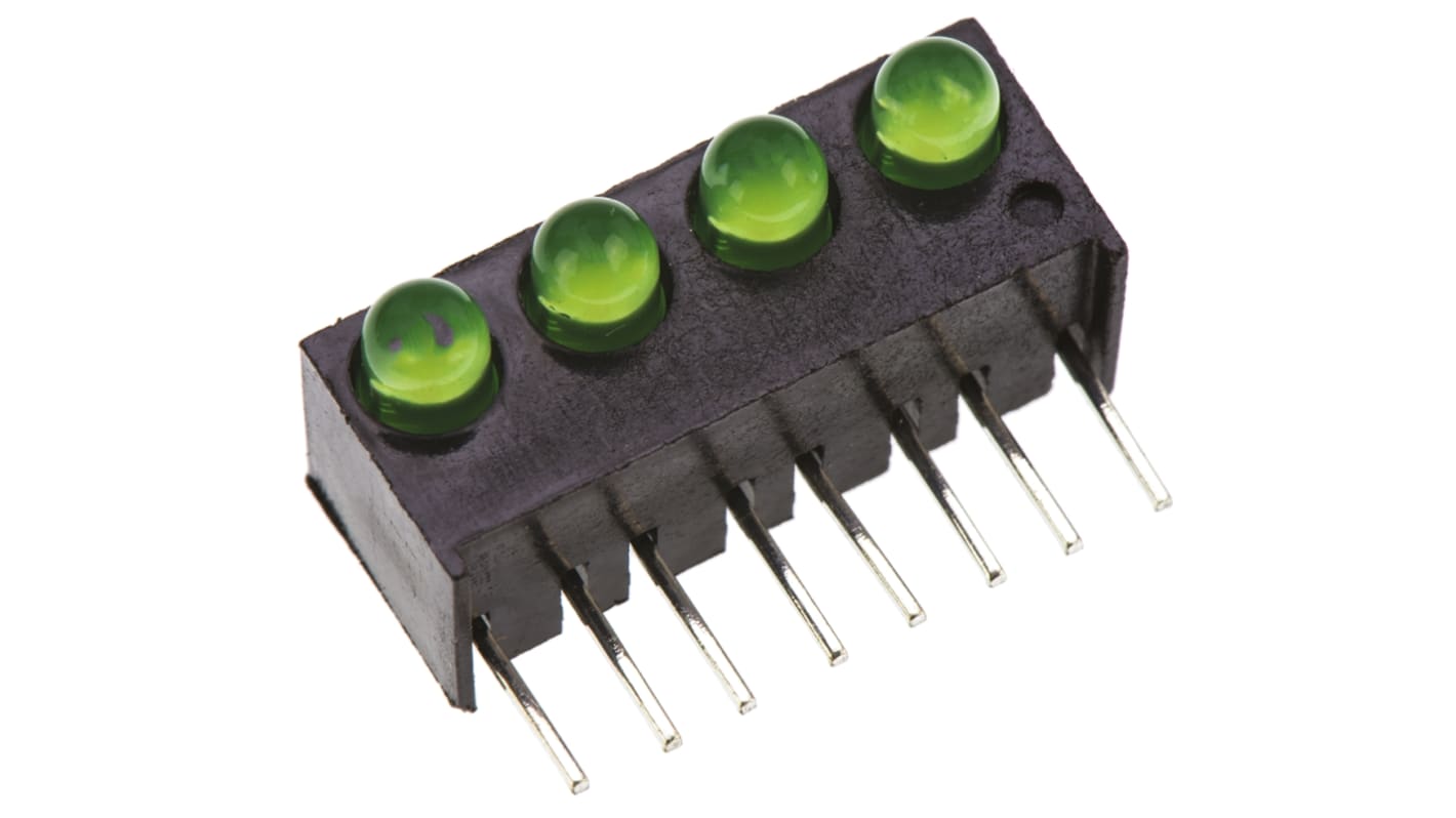 Dialight 551 1307 004F Green Right Angle PCB LED Indicator 4 LEDs 