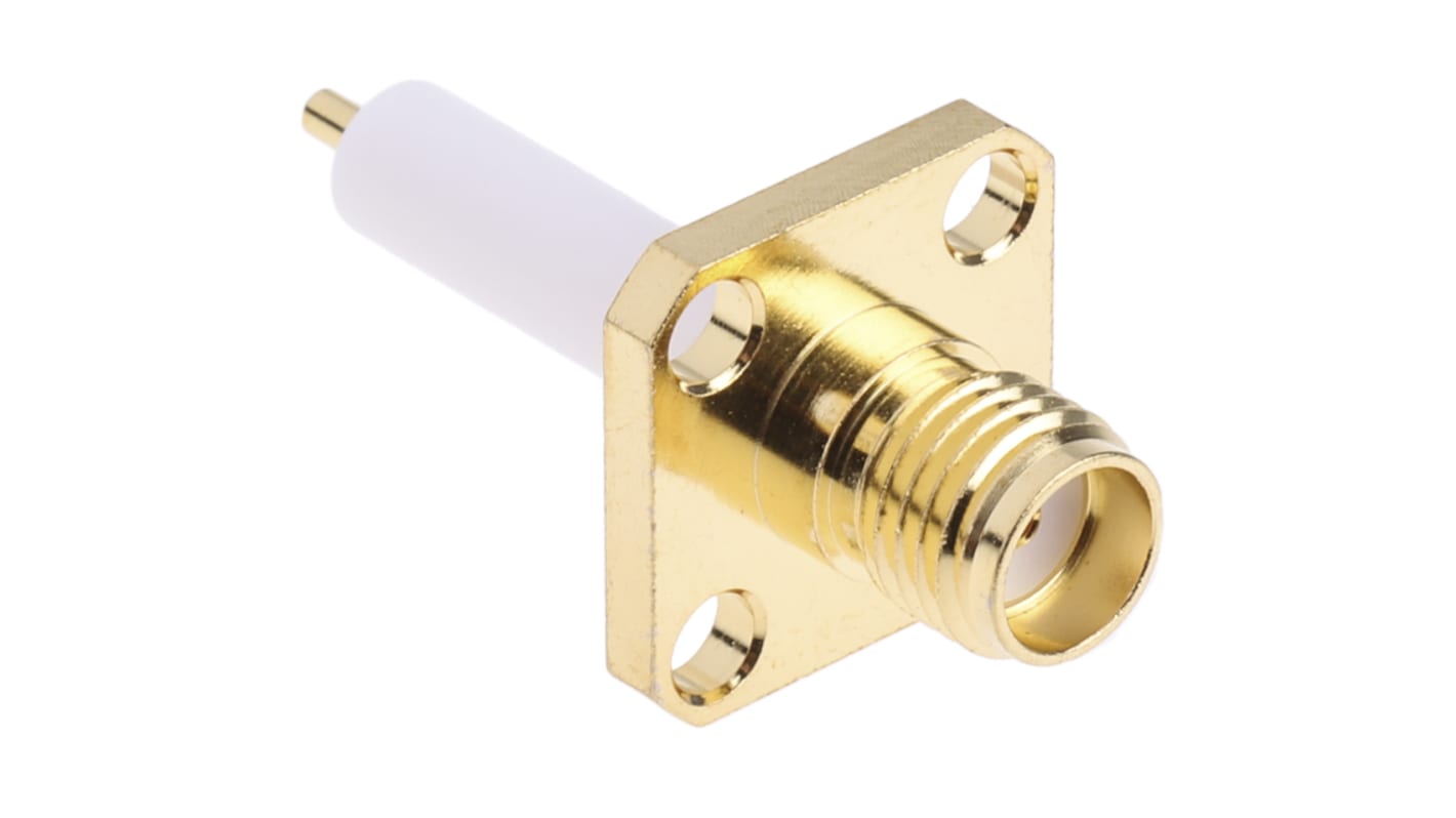 Conector coaxial RS PRO, Hembra, Recto, Impedancia 50Ω, Montaje de Reborde, Terminación de Soldador, 0 → 18GHz,