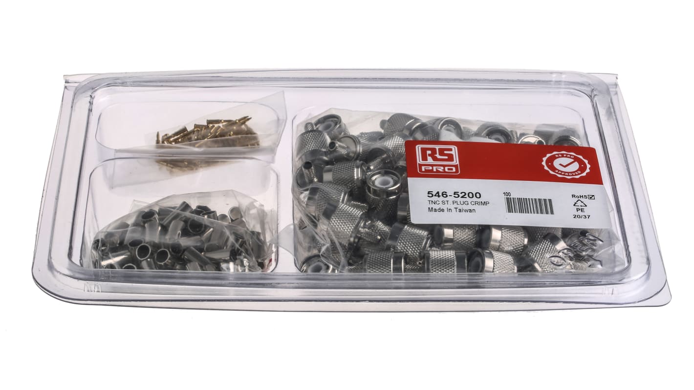 RS PRO Stecker Koaxialsteckverbinder TNC-Steckverbinder, Kabelmontage, Crimp-Anschluss, für RG58-Kabel, 50Ω, Gerade