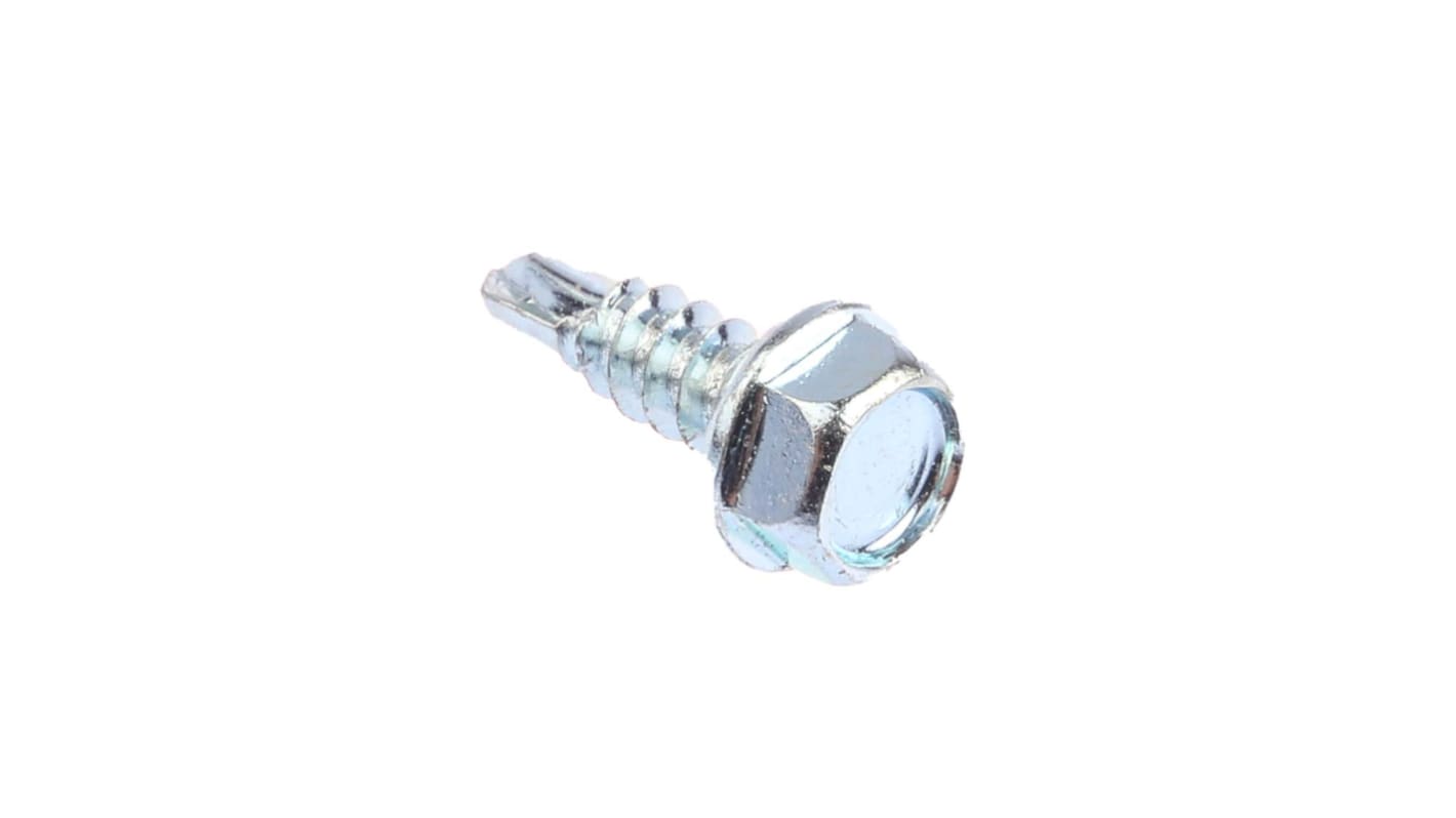 RS PRO Bright Zinc Plated Steel Self Drilling Screw M4.2 x 13mm Long