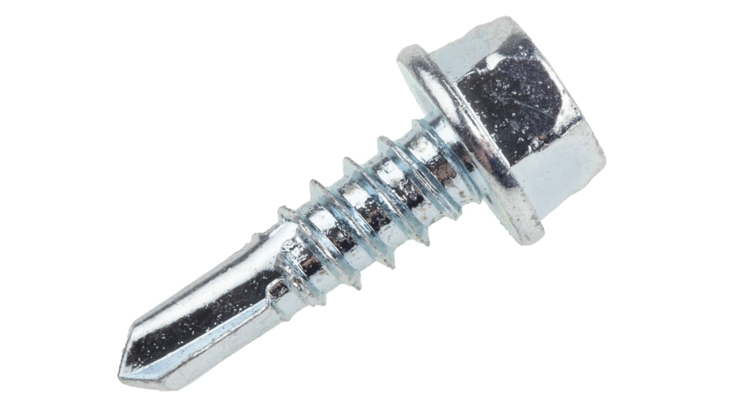 RS PRO Bright Zinc Plated Steel Self Drilling Screw M4.8 x 16mm Long