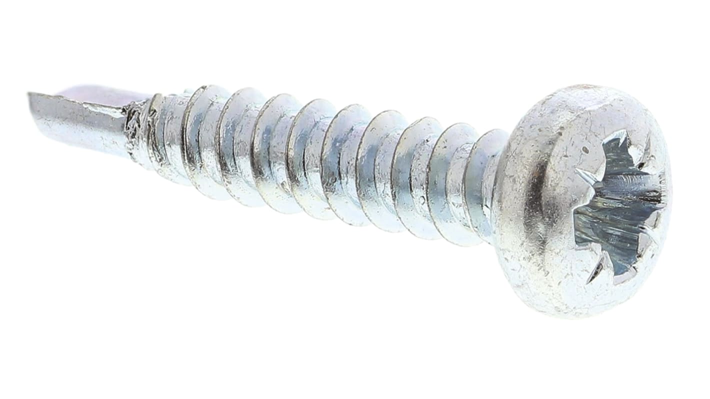 Tornillo autoperforante de cabeza alomada con huella Pozidriv RS PRO, No. 6 x 3/4pulgada, 19mm, de acero galvanizado