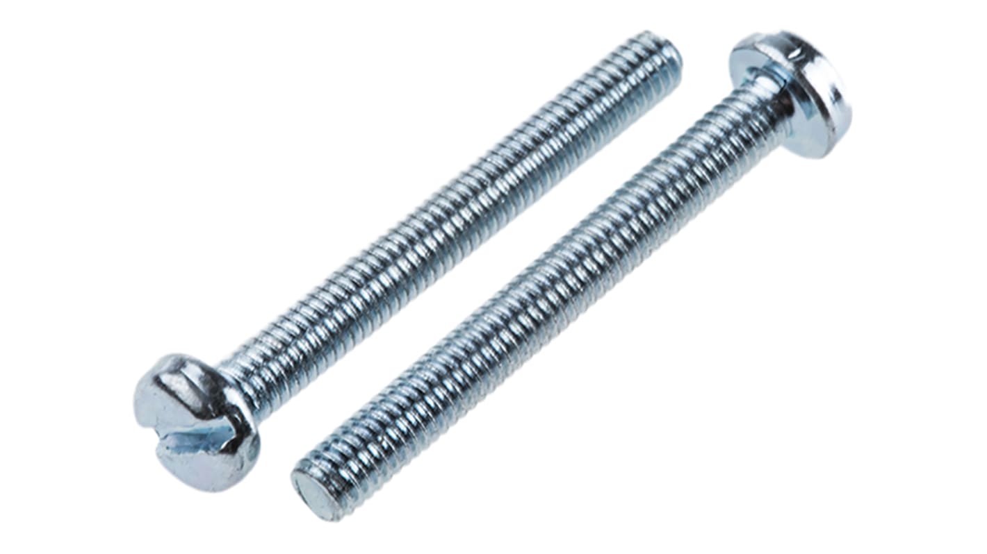 RS PRO Slot  Cheese Head Steel Machine Screws DIN 84, M3x25mm