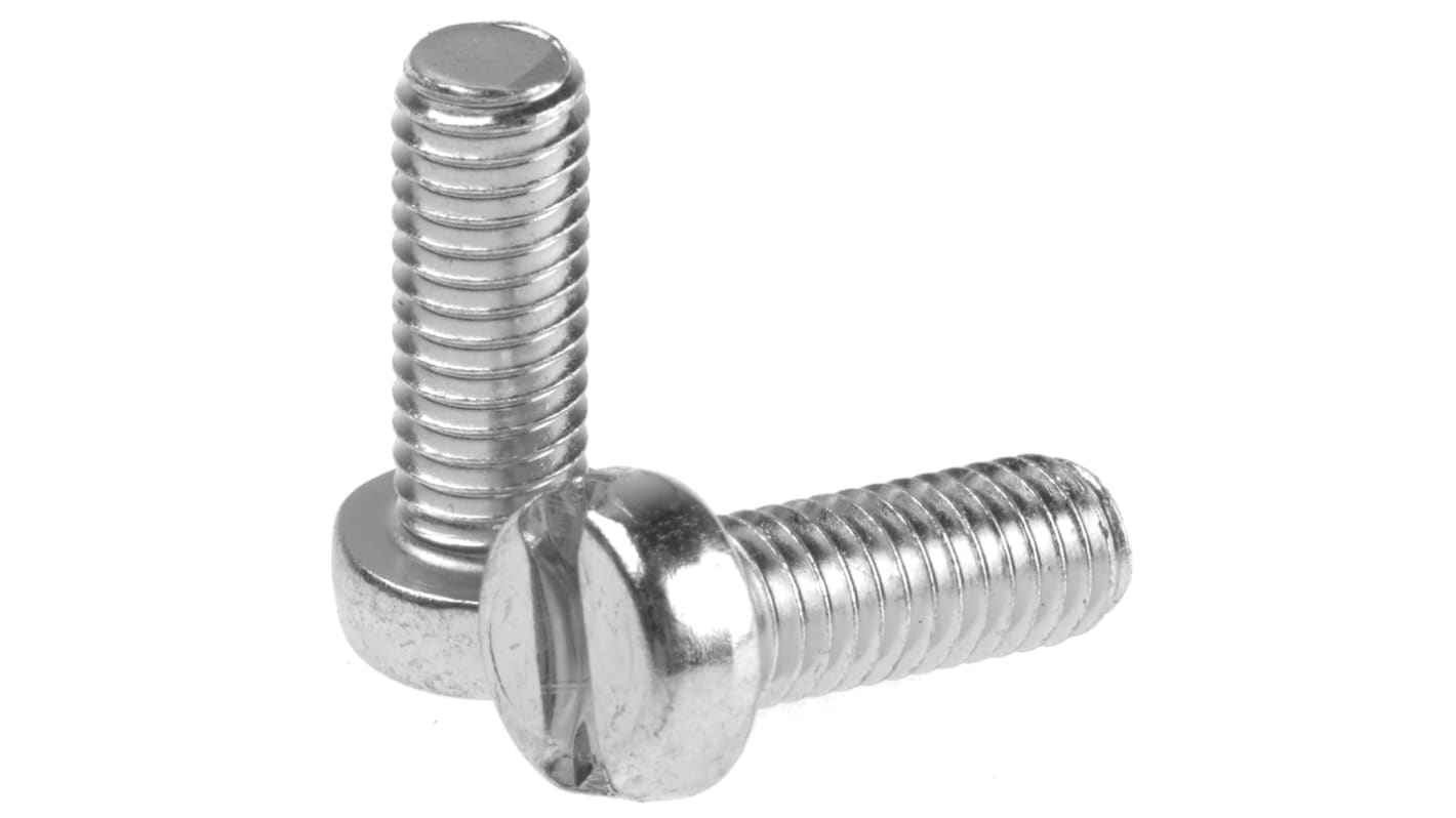 RS PRO Zylinderkopf Schlitz Schrauben verzinkt, M6 x 16mm Stahl