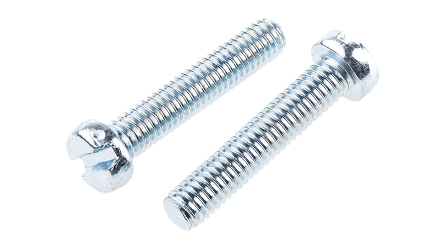 RS PRO Slot  Cheese Head Steel Machine Screws DIN 84, M6x30mm