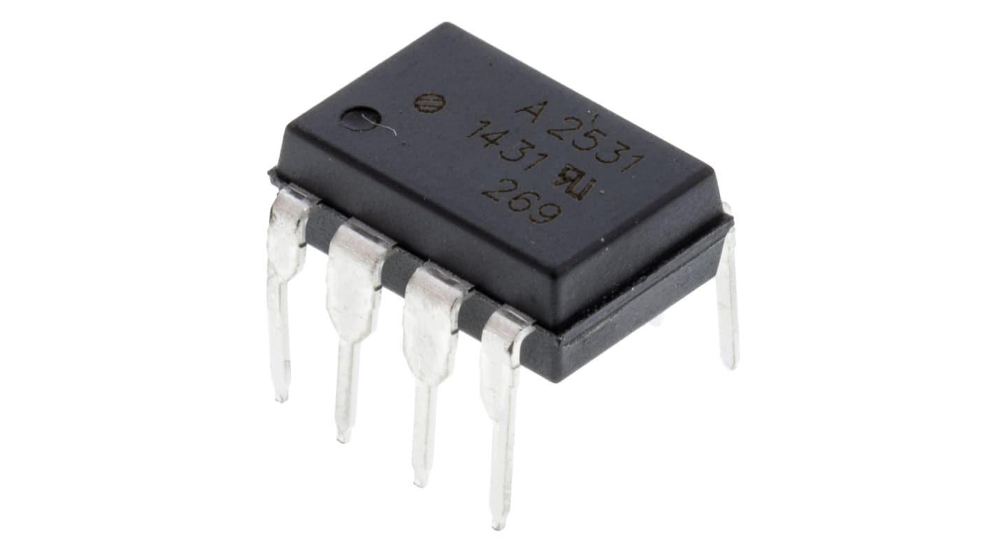 Optoacoplador Broadcom HCPL de 2 canales, Vf= 1.7V, Viso= 5 kVrms, IN. DC, OUT. Transistor, mont. pasante, encapsulado