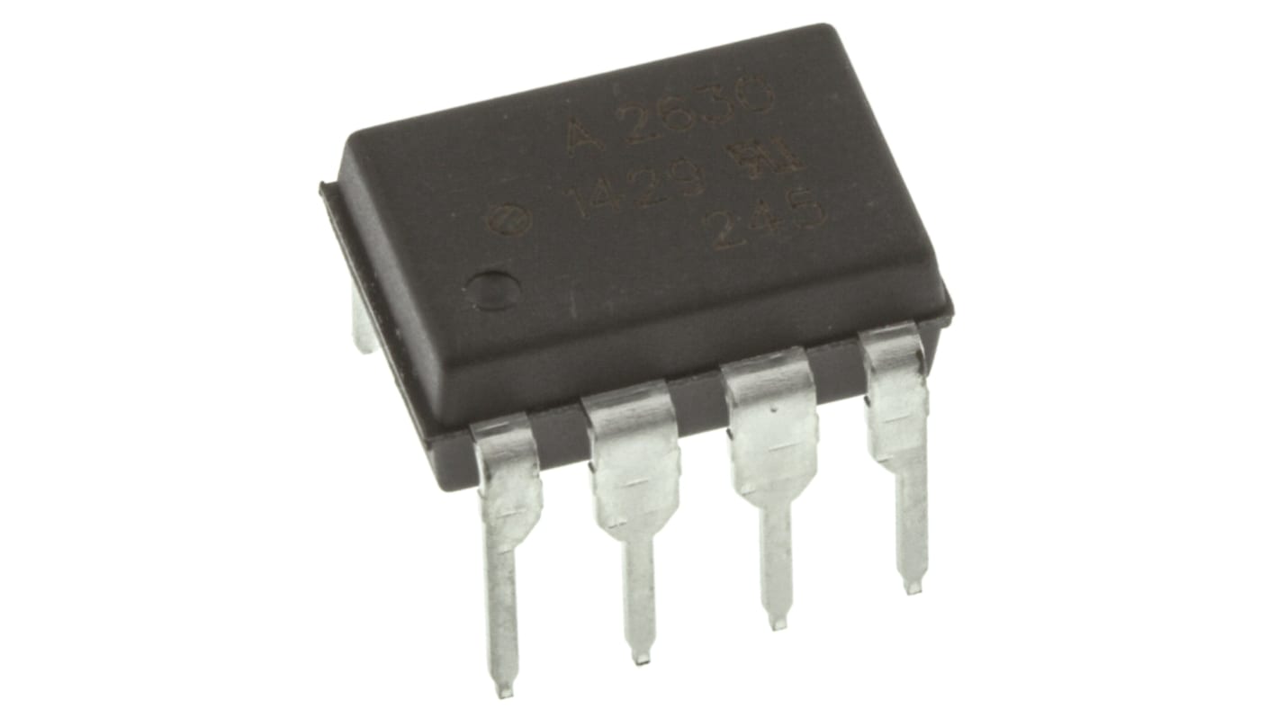 Optoacoplador Broadcom de 2 canales, Vf= 1.75V, Viso= 3750 V ac, IN. DC, OUT. Transistor, mont. pasante, encapsulado