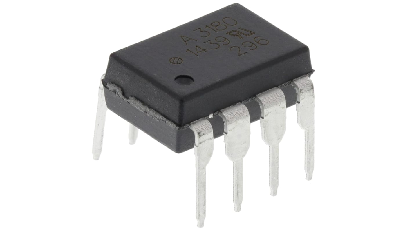 Broadcom, HCPL-3180-000E DC Input Transistor Output Optocoupler, Through Hole, 8-Pin DIP