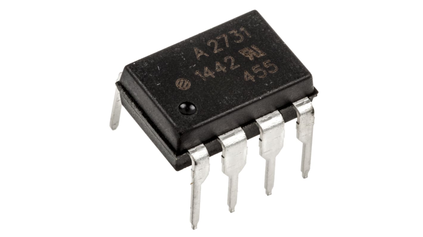 Optoacoplador Broadcom HCPL de 2 canales, Vf= 1.7V, Viso= 5 kVrms, IN. DC, OUT. Darlington, mont. pasante, encapsulado