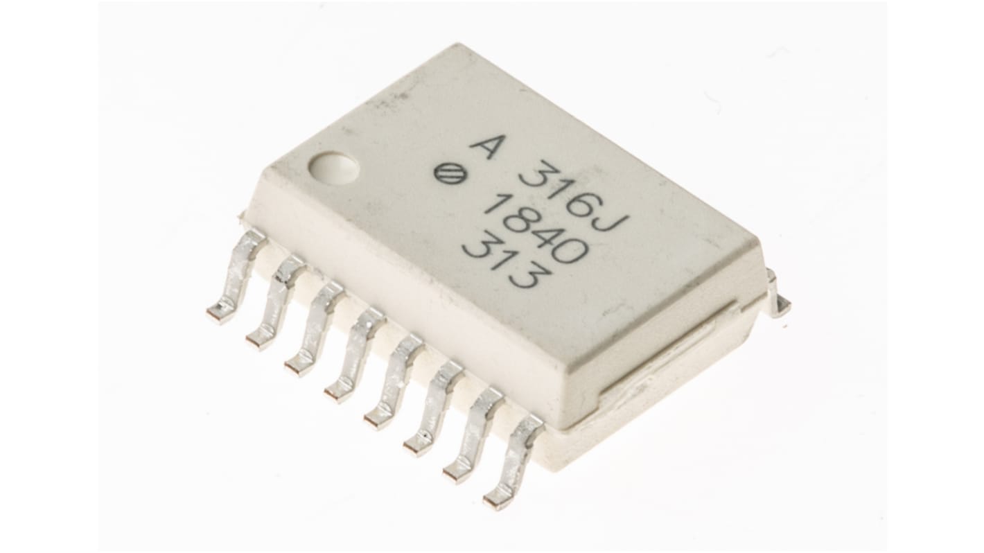 Optoacoplador Broadcom, Viso= 3,75 kVrms, OUT. BiCMOS/DMOS, mont. superficial, encapsulado SOIC, 16 pines