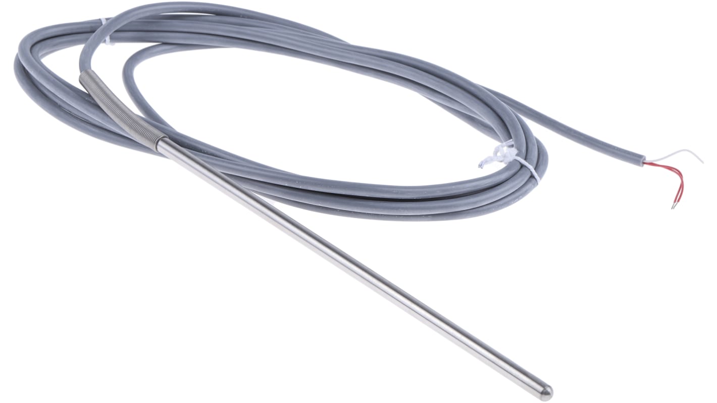 Correge PT100 RTD Sensor, 6mm Dia, 200mm Long, 3 Wire, Probe, Class A +200°C Max