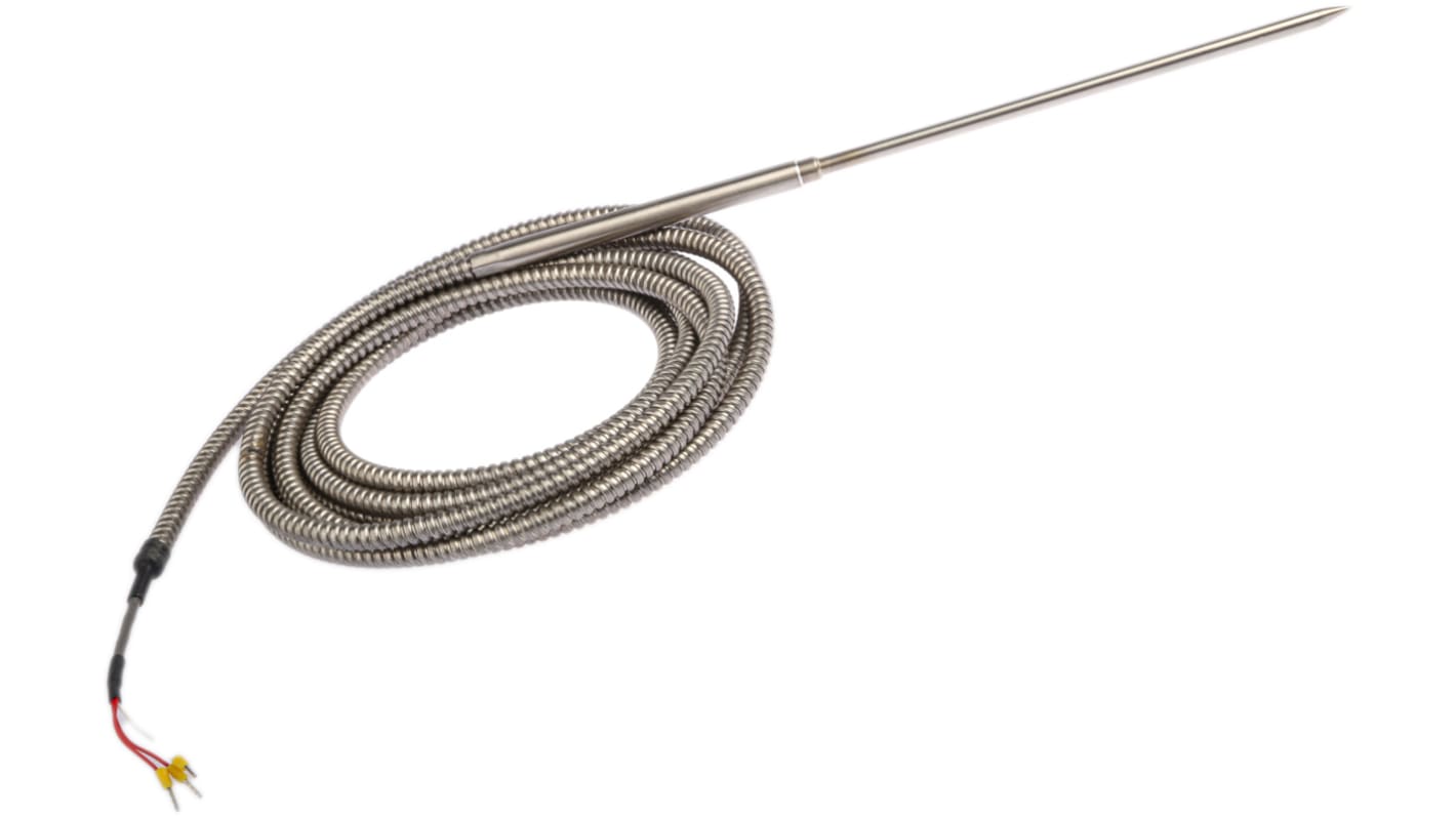 Correge PT100 RTD-sensor, 5mm dia., 150mm lang, 3 ledninger, Klasse B +250°C Max