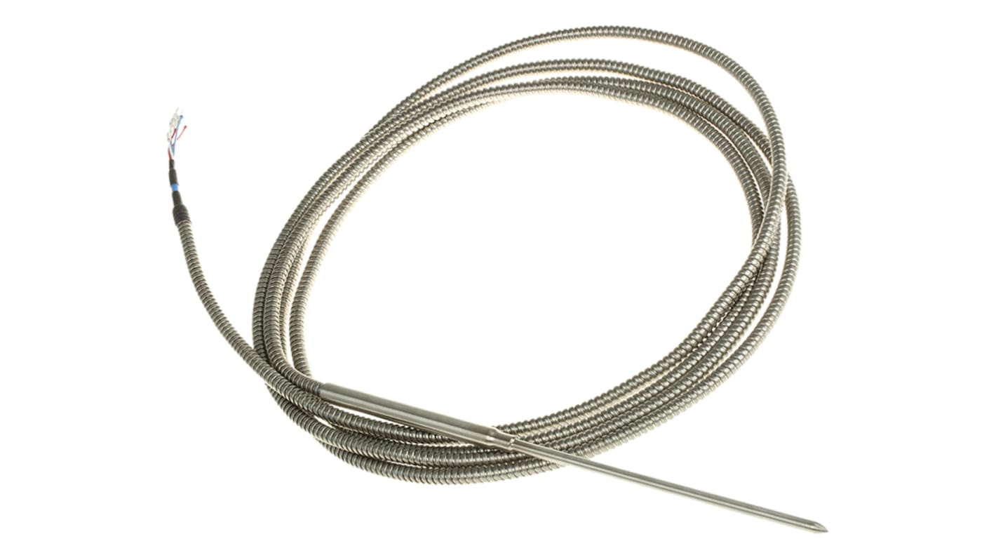 Sensor RTD PT100 Correge de 2 x 3 hilos, sonda: Ø 5mm, long. 150mm, cable de 3m, temp. -50°C → +250°C