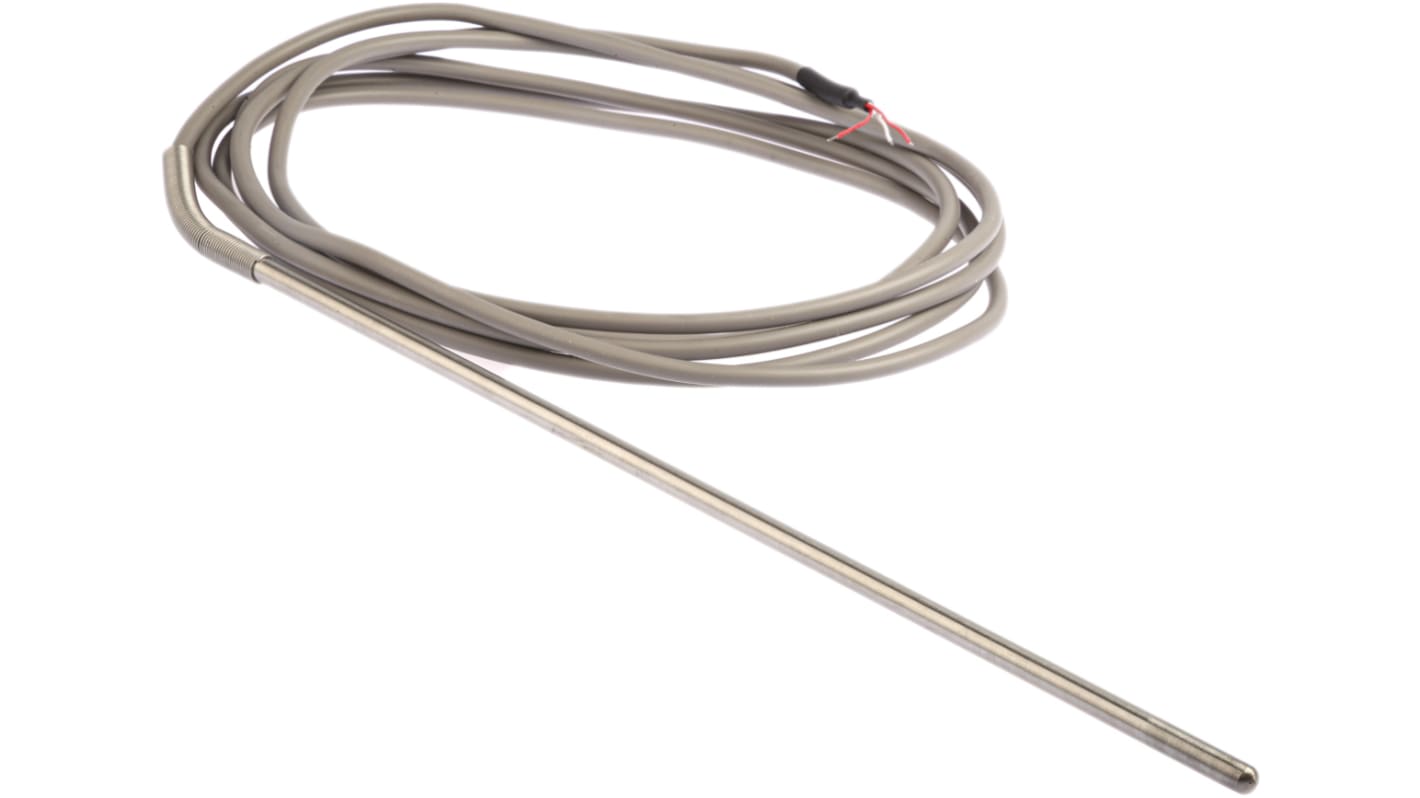 Sensor RTD PT100 Correge de 3 hilos, sonda: Ø 6mm, long. 300mm, cable de 3m, temp. -50°C → +250°C