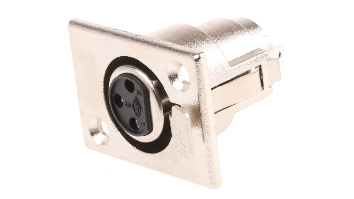 RS PRO Panel Mount XLR Connector, Female, 3 Way, Silver Plating