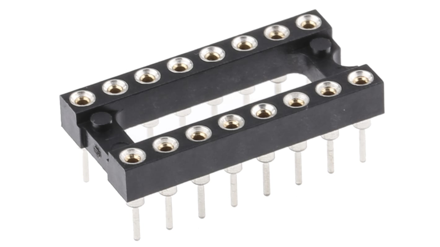 E-TEC 2.54mm Pitch Vertical 16 Way, Through Hole Turned Pin Open Frame IC Dip Socket, 3A