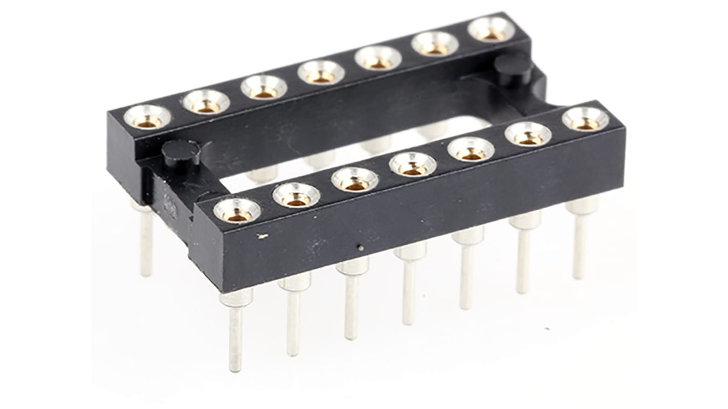 E-TEC 2.54mm Pitch Vertical 14 Way, Through Hole Turned Pin Open Frame IC Dip Socket