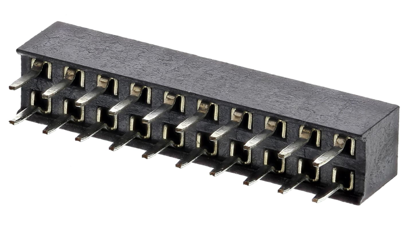 HARWIN Straight Through Hole Mount PCB Socket, 20-Contact, 2-Row, 2mm Pitch, Solder Termination