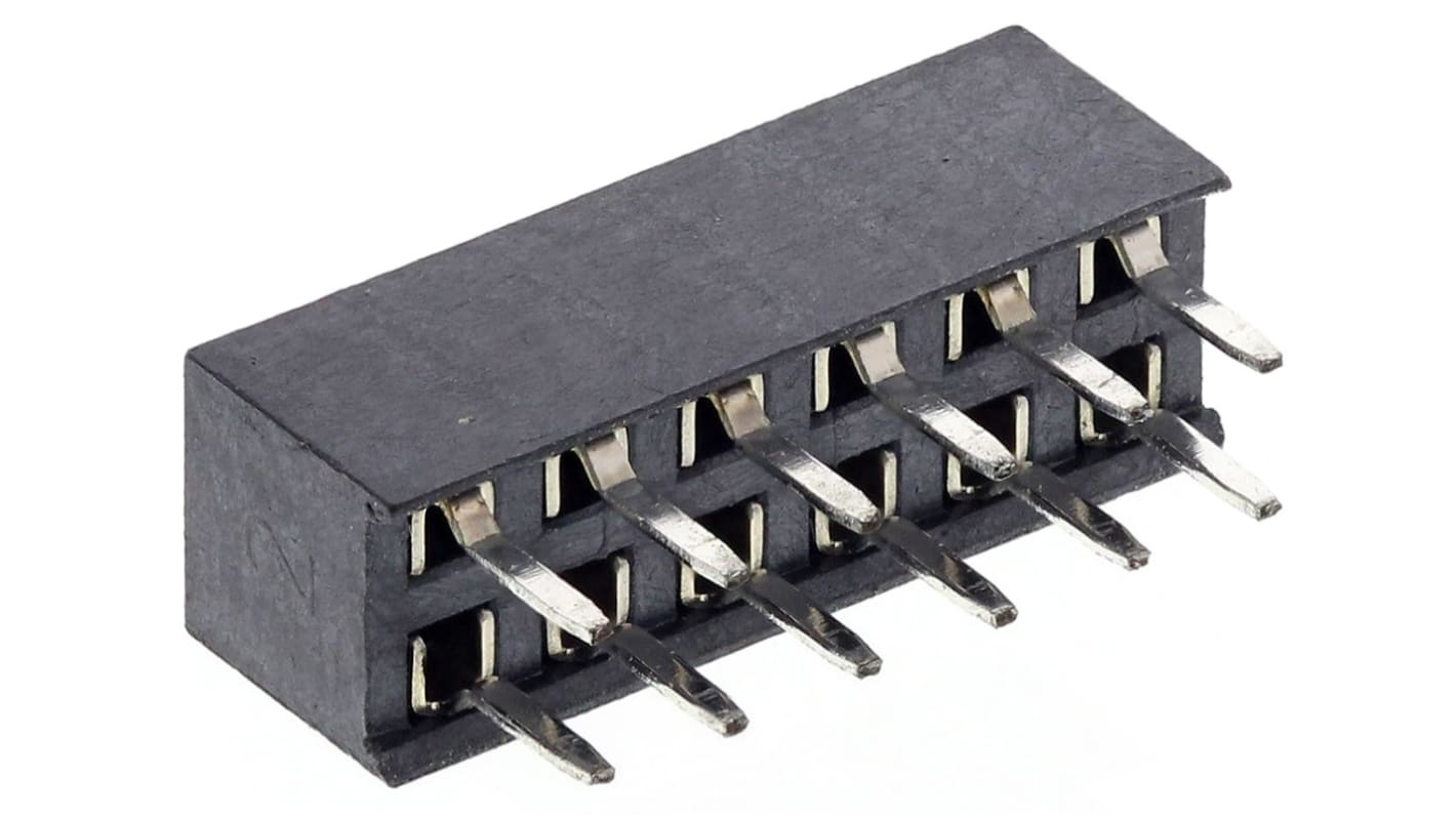 HARWIN Straight Through Hole Mount PCB Socket, 12-Contact, 2-Row, 2mm Pitch, Solder Termination