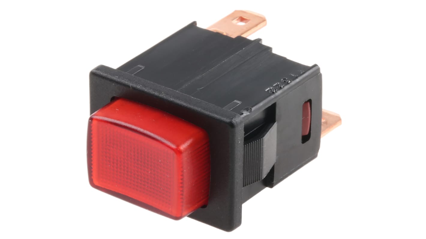 Interruptor de Botón Pulsador Marquardt, color de botón Rojo, SPST, Enclavamiento, 16 A a 250 V ac, 250V ac, Montaje en