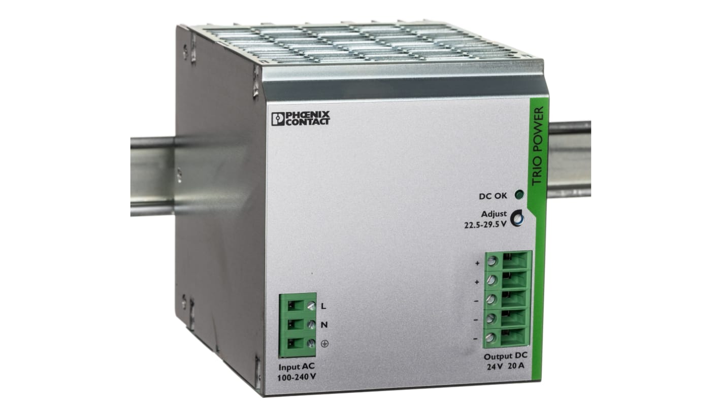 Phoenix Contact TRIO POWER Switched Mode PSU, 85 → 264V ac ac Input, 24V dc dc Output, 20A Output, 480W