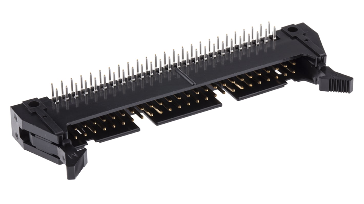 Conector macho para PCB Ángulo de 90° Hirose serie HIF3B de 50 vías, 2 filas, paso 2.54mm, para soldar, Orificio Pasante