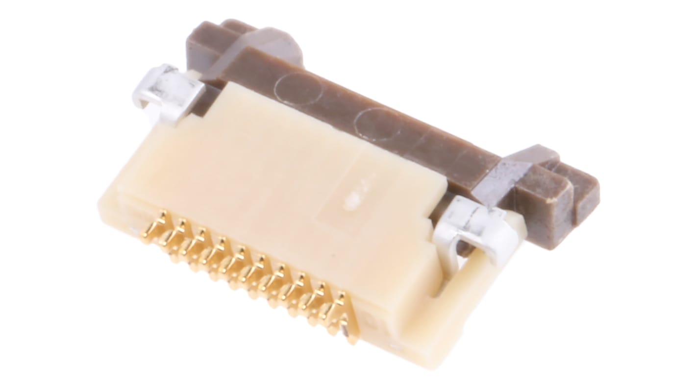 Conector FPC hembra a 90° Hirose serie FH12 de 10 vías, paso 0.5mm, 1 fila, para soldar