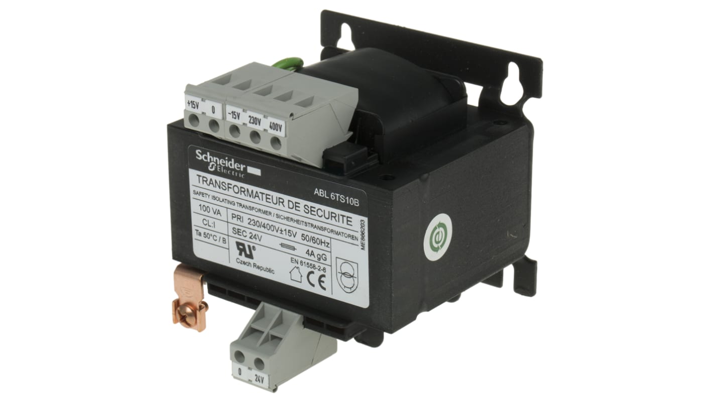 Schneider Electric 100VA 1 Output Chassis Mounting Transformer, 24V ac