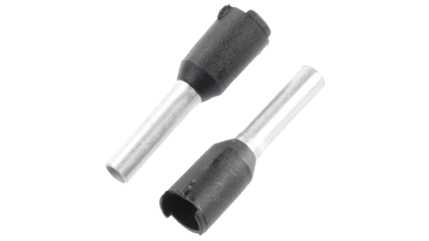Schneider Electric, DZ5CE Insulated Crimp Bootlace Ferrule, 8mm Pin Length, 2mm Pin Diameter, 1.5mm² Wire Size, Black