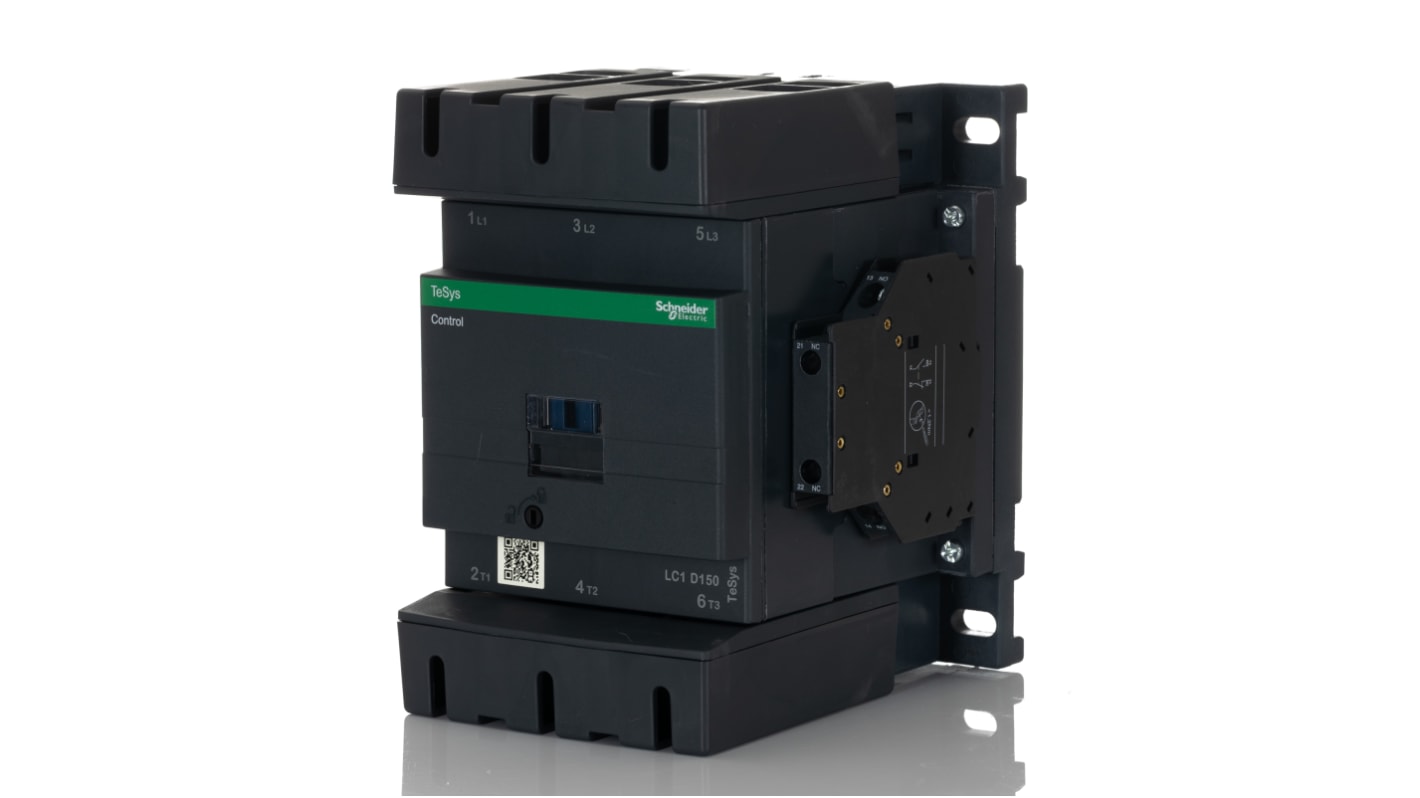 Schneider Electric LC1D Series Contactor, 115 V ac Coil, 3-Pole, 150 A, 80 kW, 3NO, 1 kV ac