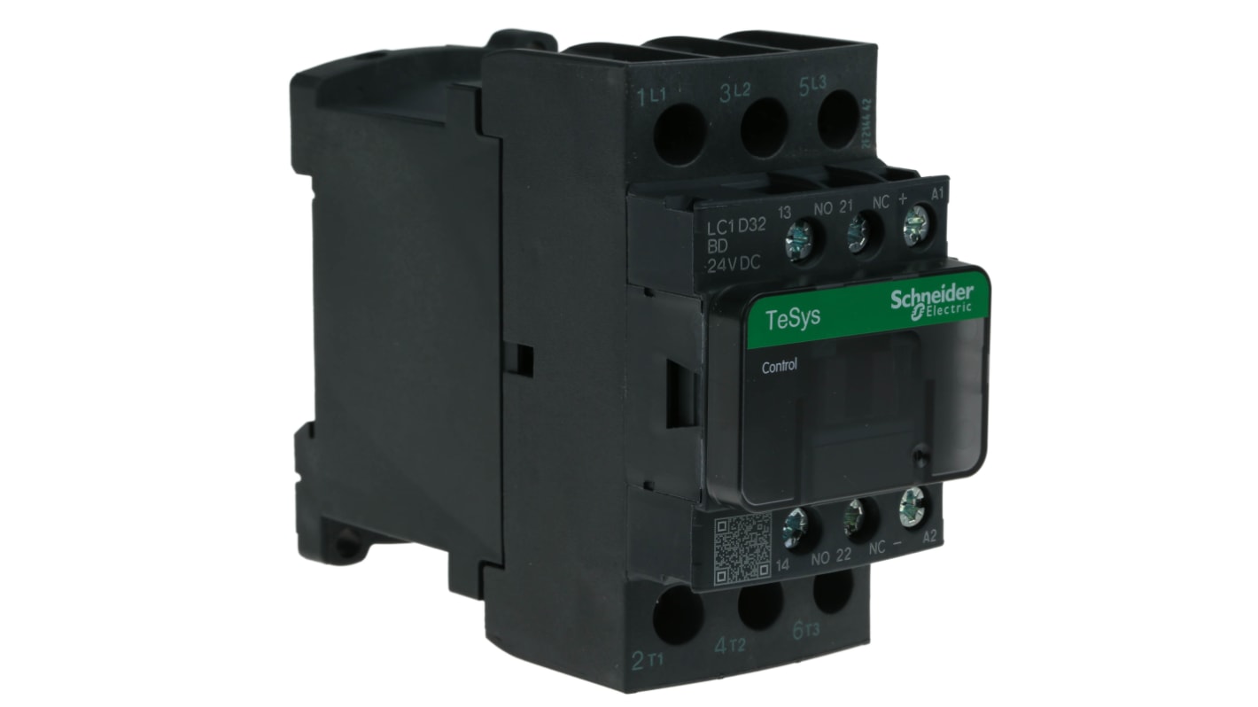 Contattore Schneider Electric, serie LC1D, 3 poli, 3 NA, 32 A, 15 kW, bobina 24 V c.c.