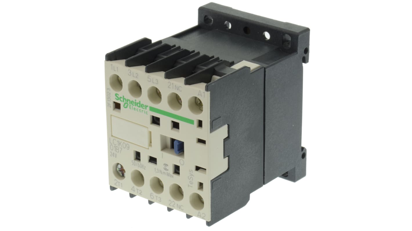 Contacteur Schneider Electric série LC1K, 3 pôles , 3NO, 9 A, 24 V c.a., 4 kW