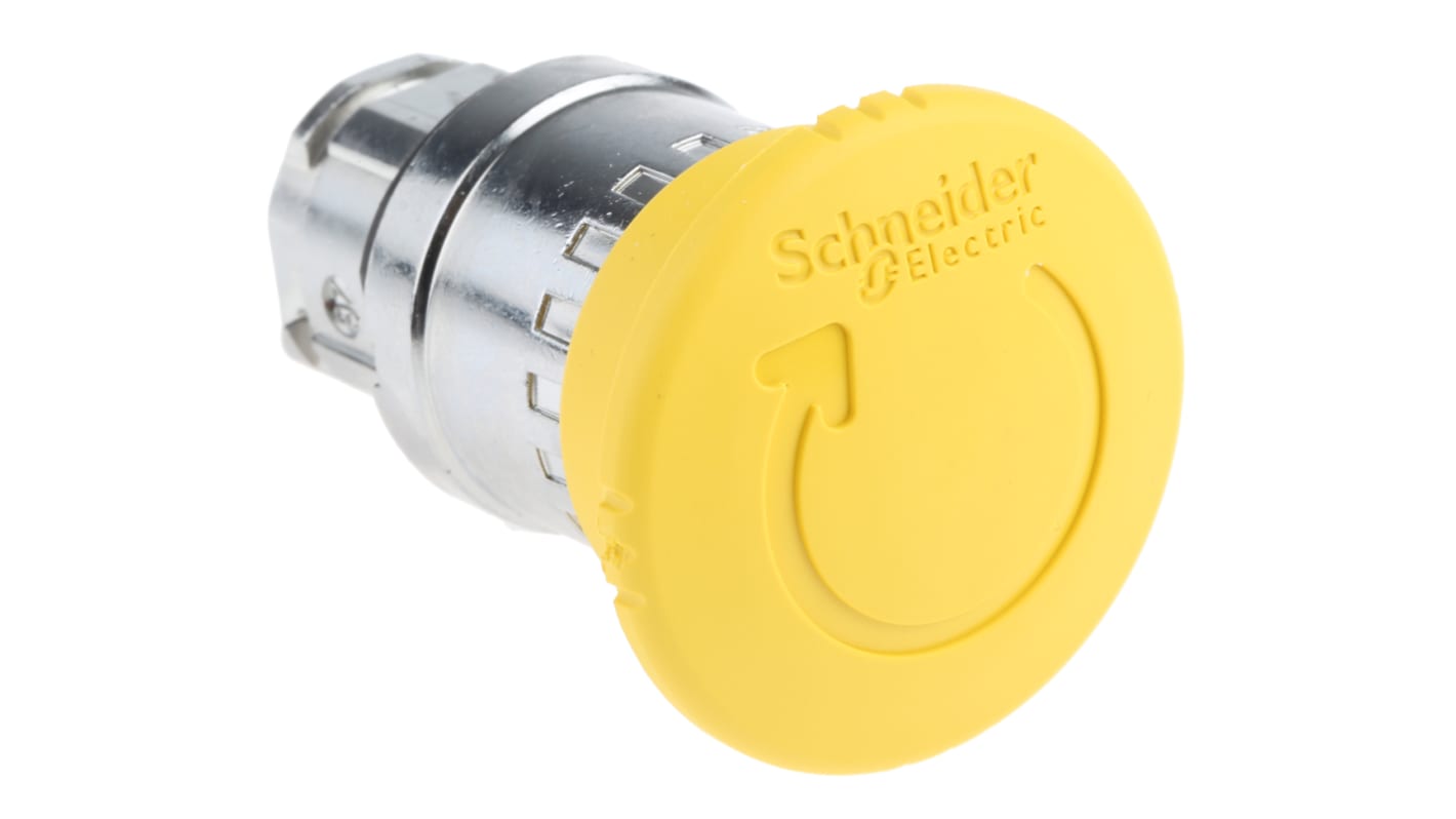 Tête de bouton poussoir Schneider Electric, Harmony XB4 Jaune, Ø découpe 22mm, Tourner pour relâcher