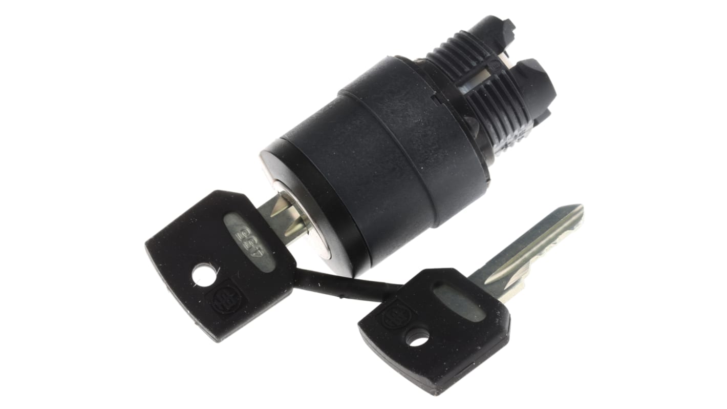 Schneider Electric Harmony XB5 3-position Key Switch Head, Spring Return to Centre, 22mm Cutout