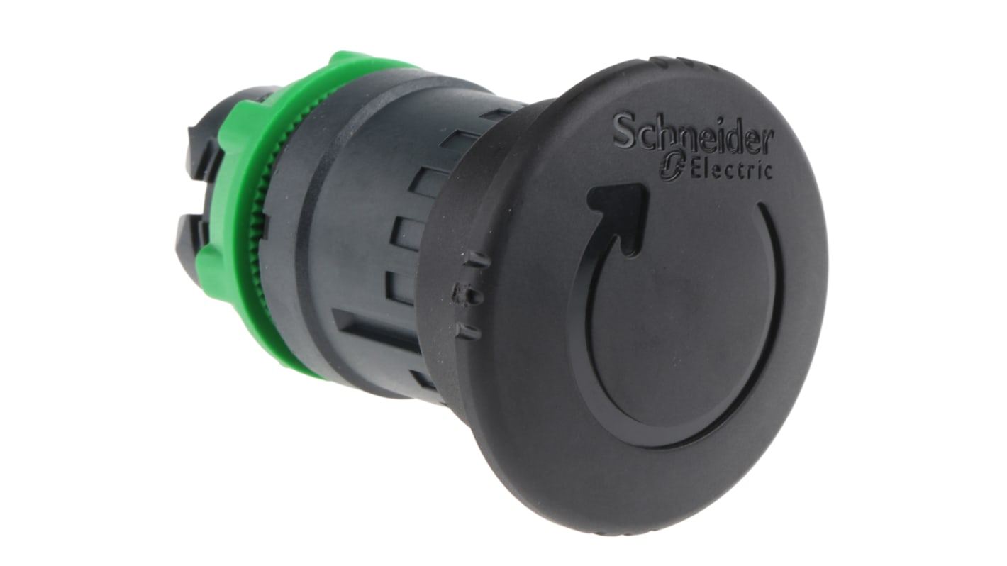 Tête de bouton poussoir Schneider Electric, Harmony XB5 Noir, Ø découpe 22mm, Tourner pour relâcher