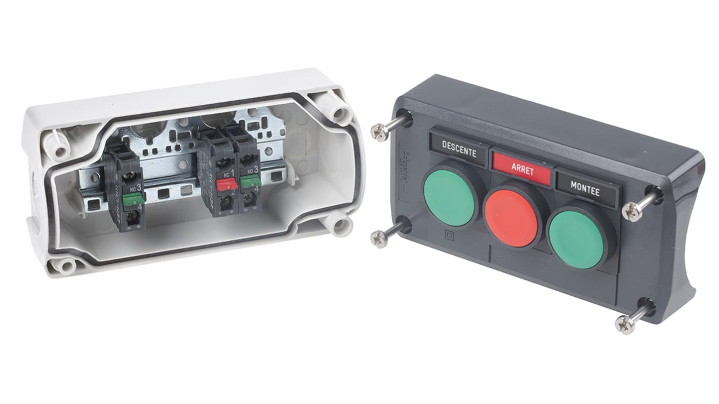 XALD321 Schneider Electric Spring Return Enclosed Push Button 2NO, SPST, Polycarbonate