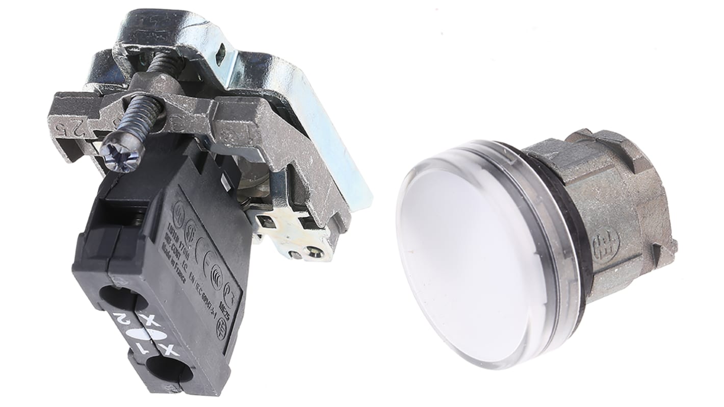 Voyant lumineux LED universelle Schneider Electric Blanc 120V c.a., Ø découpe 22mm, Montage panneau, Harmony XB4, IP66,