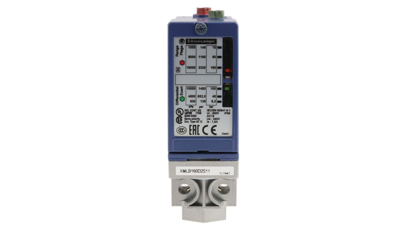 Telemecanique XMLB G1/4 Differenz Drucksensor 10bar bis 160bar, Relais, für Hydraulikflüssigkeit