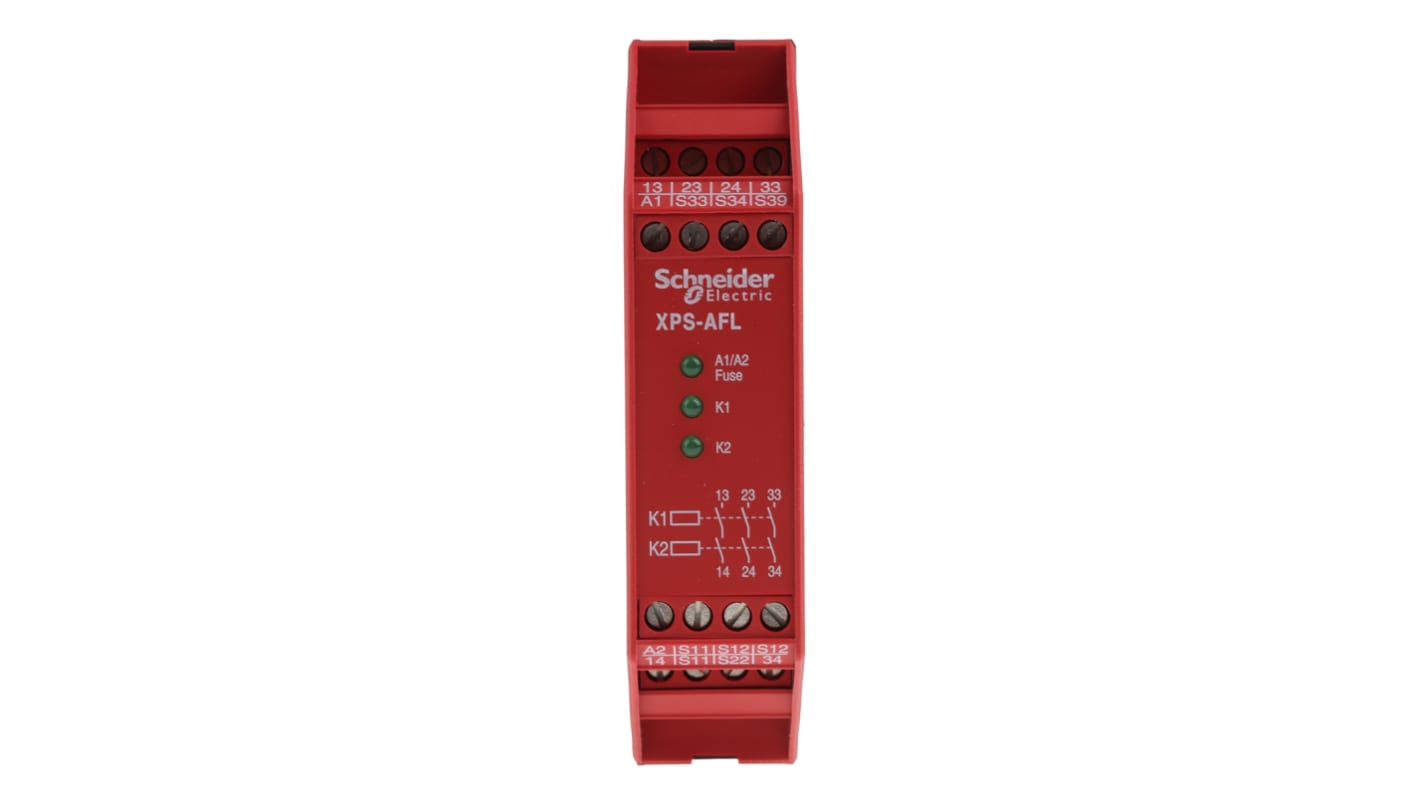 Relais de sécurité Schneider Electric XPS AFL, 24V c.a. / V c.c., 1, 2 canaux, 3 contacts de sécurité