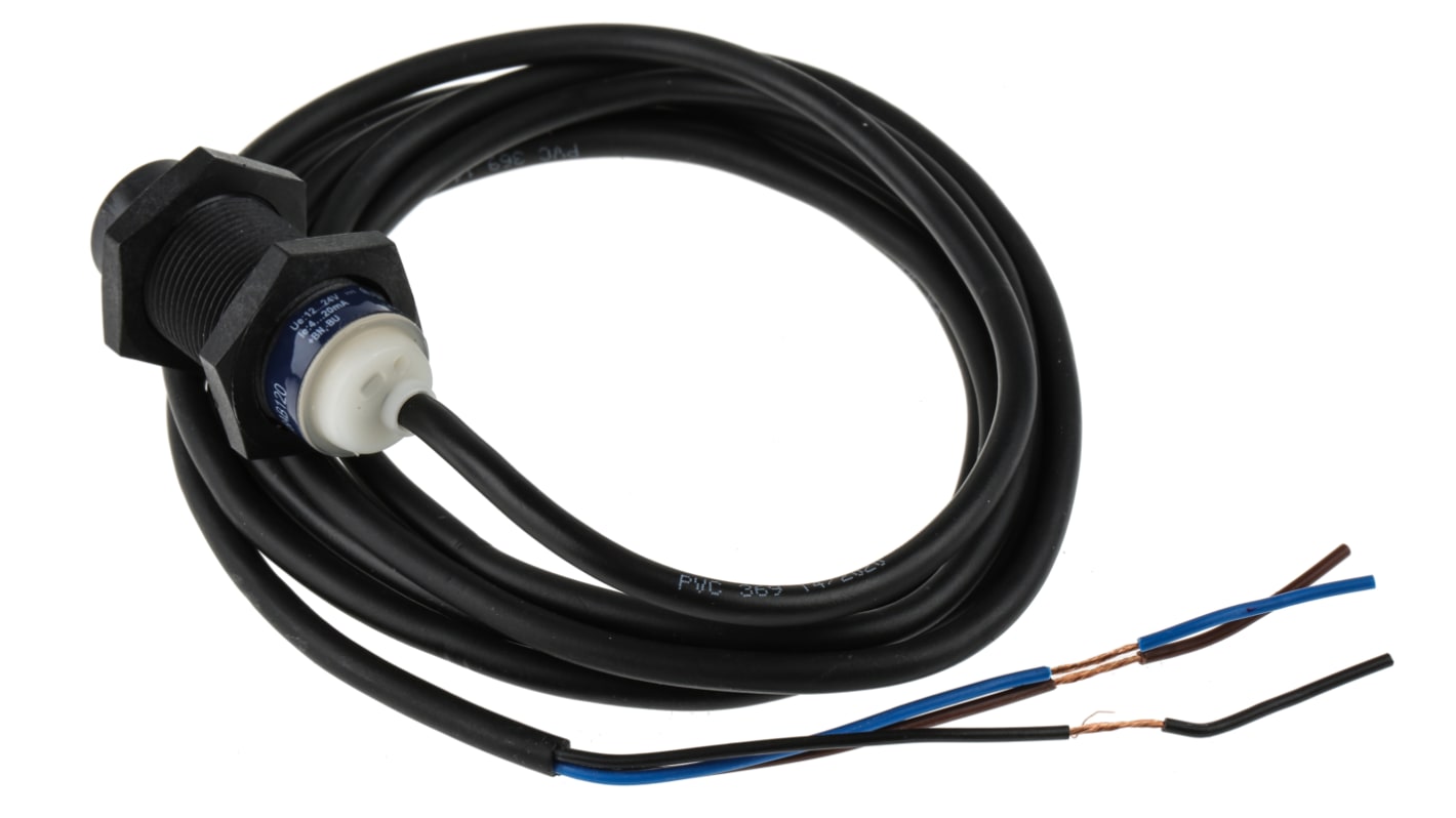 Telemecanique Sensors Inductive Barrel-Style Proximity Sensor, M18 x 1, 8 mm Detection, Analogue Output, 10 → 38