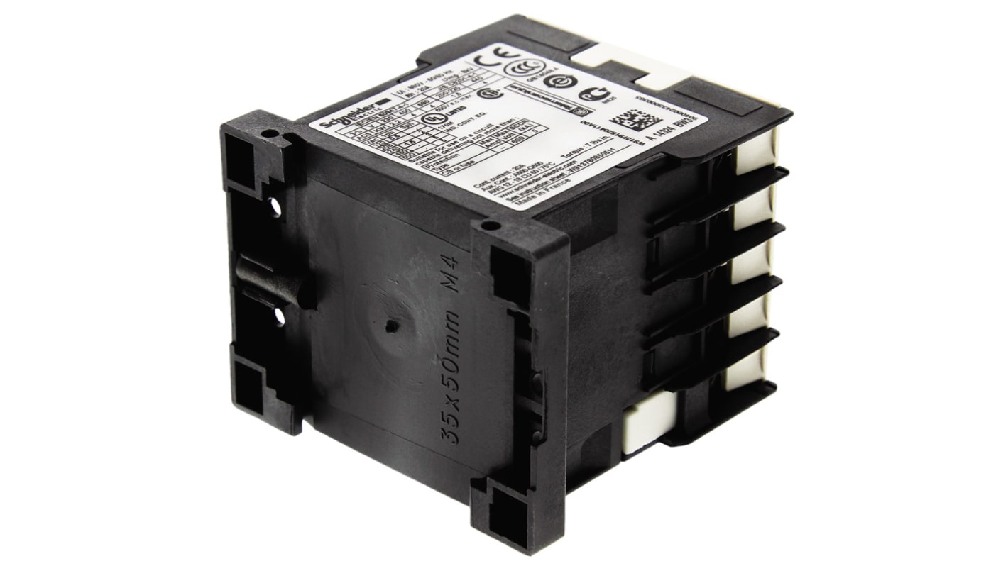 Contactor Schneider Electric TeSys K LP4K de 4 polos, 4 NA, 20 A, bobina 24 Vdc, 4 kW