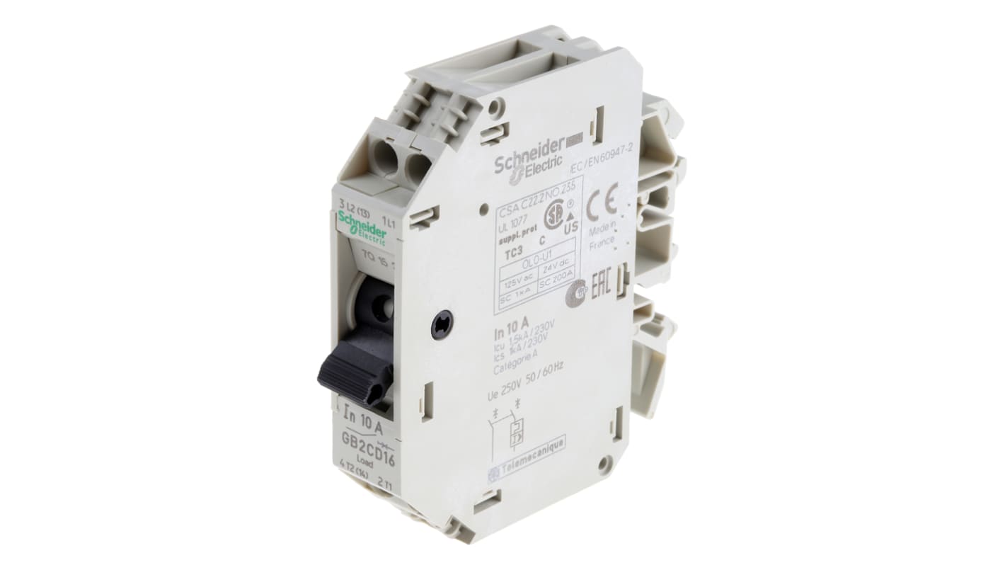 Schneider Electric GB2 Thermischer Überlastschalter / Thermischer Geräteschutzschalter, 1-polig + N-polig, 10A, 250V ac