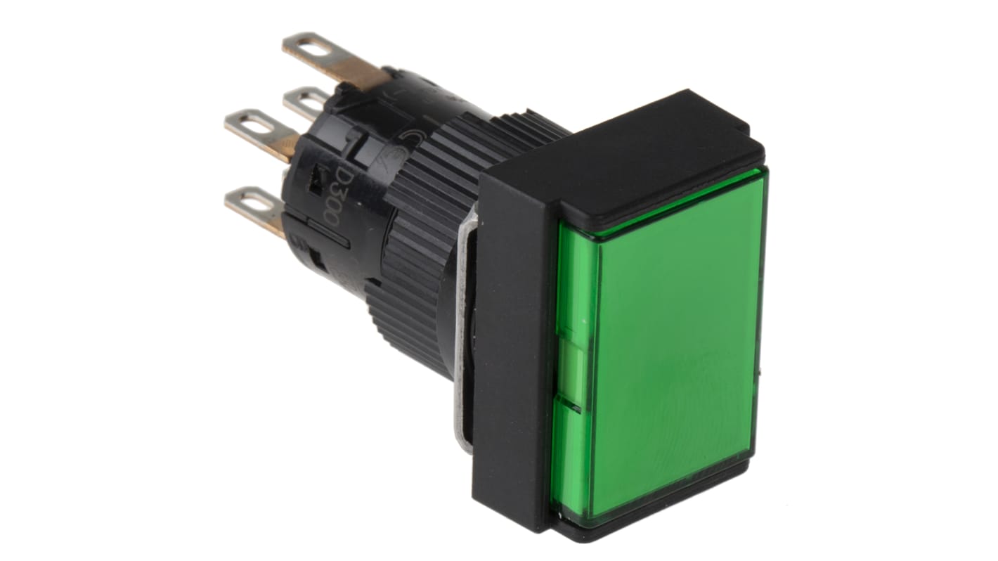 Pulsador Schneider Electric Harmony XB6E, color de botón Verde, DPDT, Montaje en Panel, IP65, iluminado, 24 →V