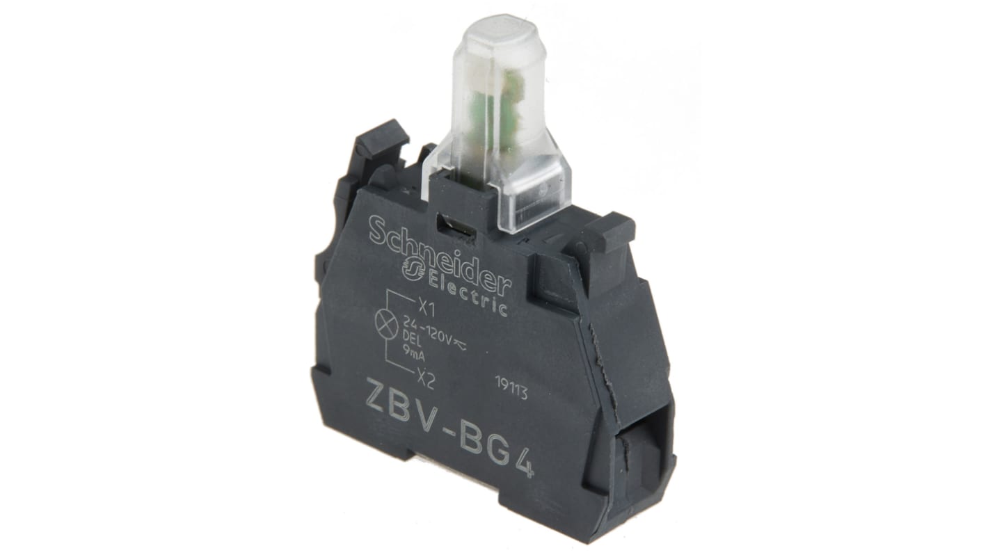 Blocco contatti luminoso Schneider Electric, 24 → 120 V, terminali a Vite, LED Rosso